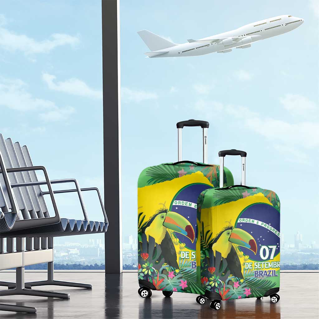 Feliz Dia Da Indepencencia Brazil Luggage Cover Brasil Toucan Tropical Vibes - Wonder Print Shop