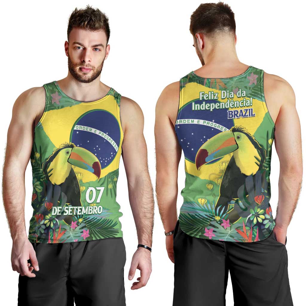Feliz Dia Da Indepencencia Brazil Men Tank Top Brasil Toucan Tropical Vibes - Wonder Print Shop