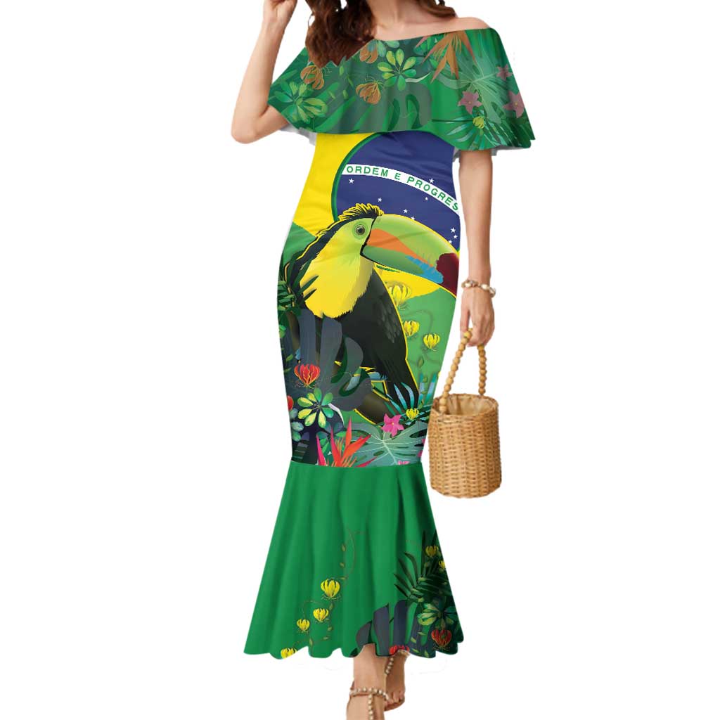 Feliz Dia Da Indepencencia Brazil Mermaid Dress Brasil Toucan Tropical Vibes - Wonder Print Shop