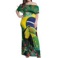 Feliz Dia Da Indepencencia Brazil Off Shoulder Maxi Dress Brasil Toucan Tropical Vibes - Wonder Print Shop