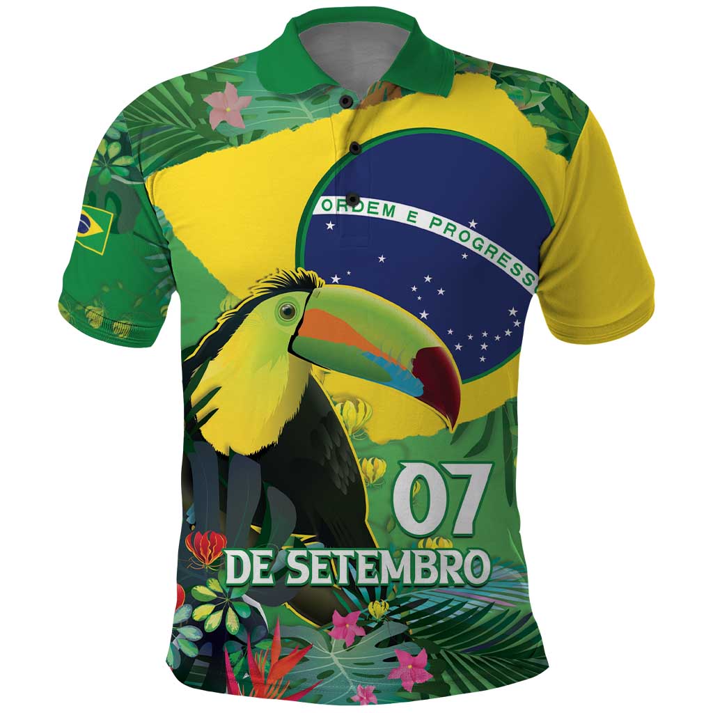 Feliz Dia Da Indepencencia Brazil Polo Shirt Brasil Toucan Tropical Vibes - Wonder Print Shop