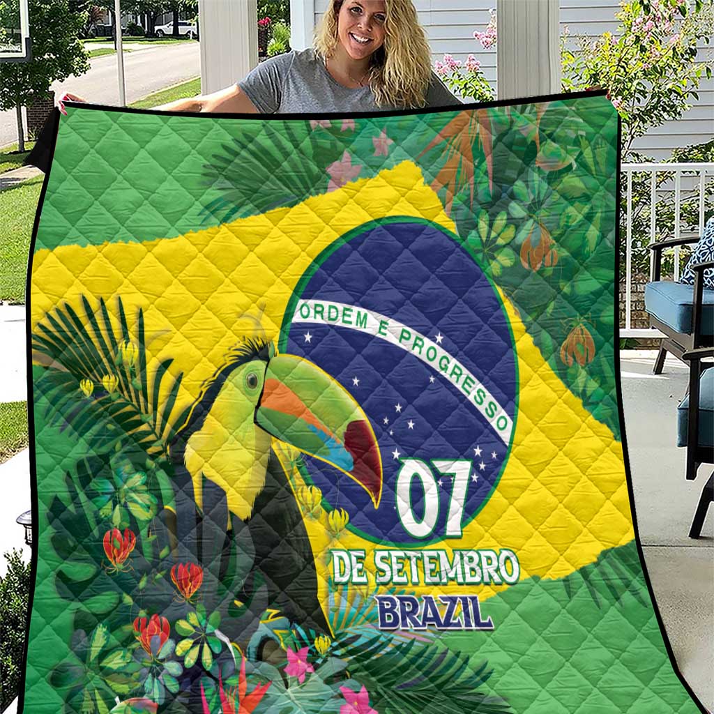 Feliz Dia Da Indepencencia Brazil Quilt Brasil Toucan Tropical Vibes - Wonder Print Shop
