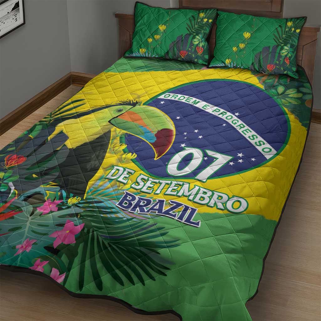 Feliz Dia Da Indepencencia Brazil Quilt Bed Set Brasil Toucan Tropical Vibes - Wonder Print Shop