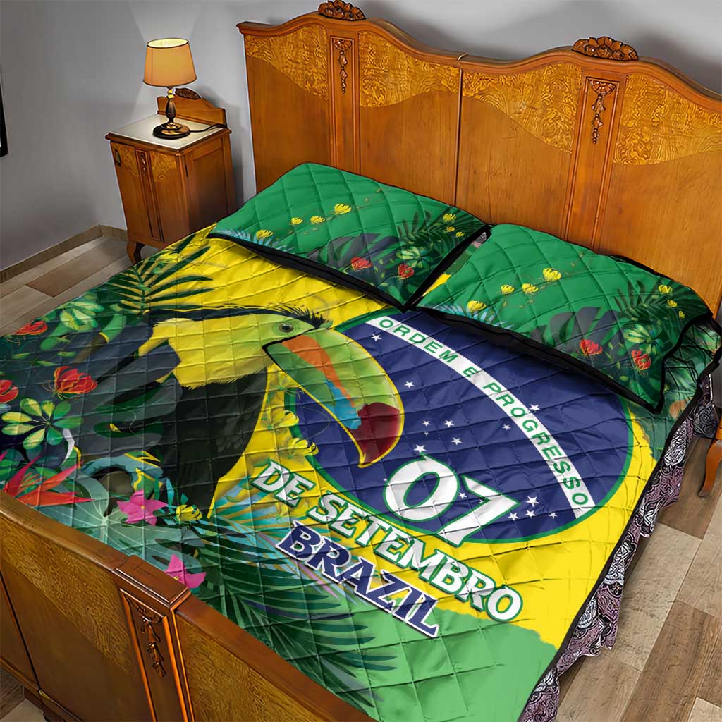 Feliz Dia Da Indepencencia Brazil Quilt Bed Set Brasil Toucan Tropical Vibes - Wonder Print Shop