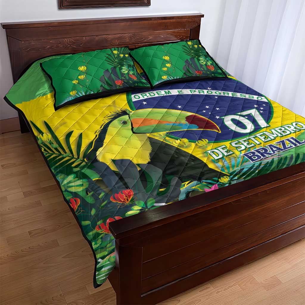 Feliz Dia Da Indepencencia Brazil Quilt Bed Set Brasil Toucan Tropical Vibes - Wonder Print Shop