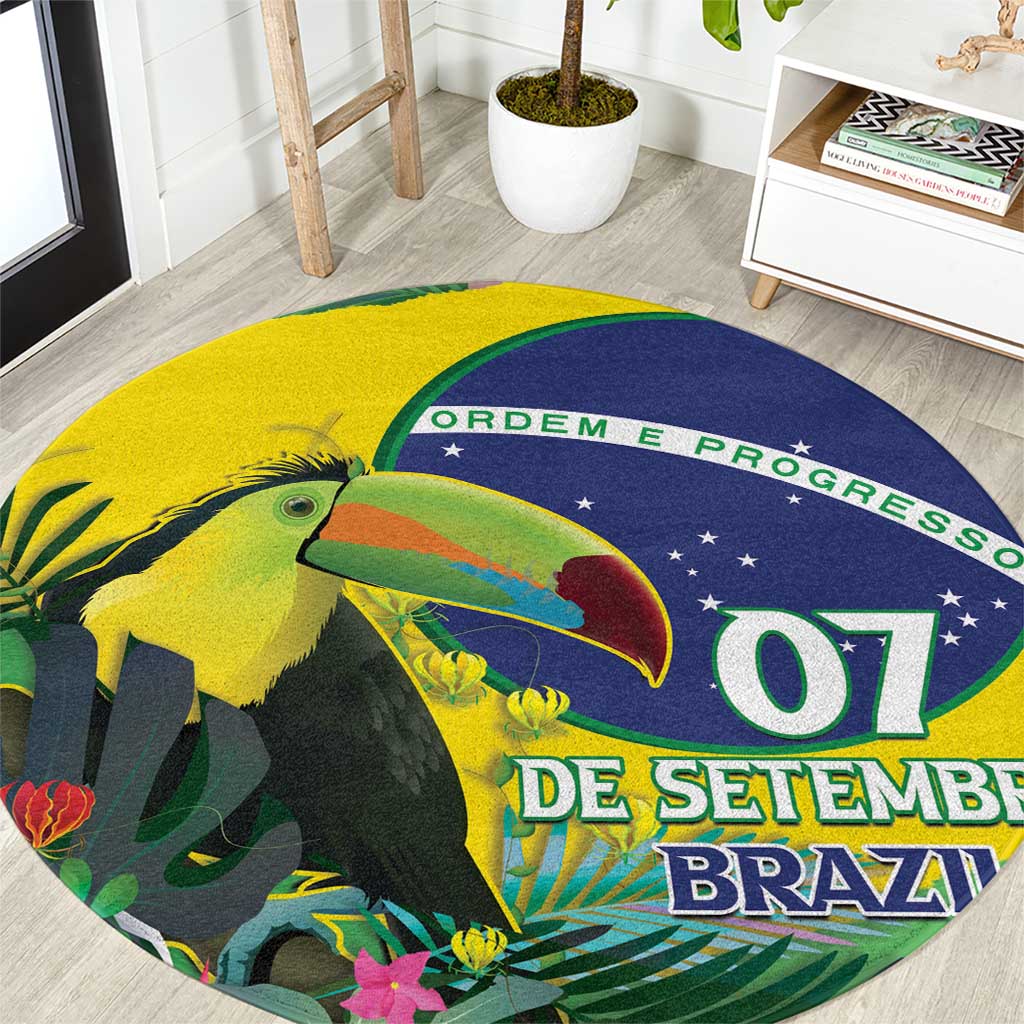 Feliz Dia Da Indepencencia Brazil Round Carpet Brasil Toucan Tropical Vibes