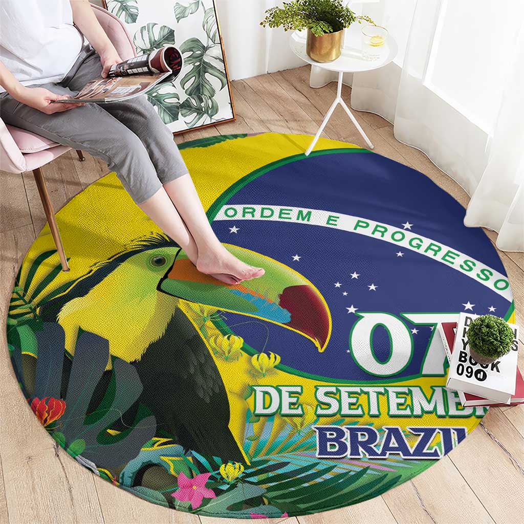 Feliz Dia Da Indepencencia Brazil Round Carpet Brasil Toucan Tropical Vibes