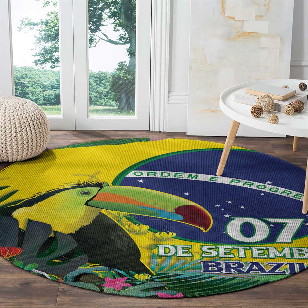 Feliz Dia Da Indepencencia Brazil Round Carpet Brasil Toucan Tropical Vibes