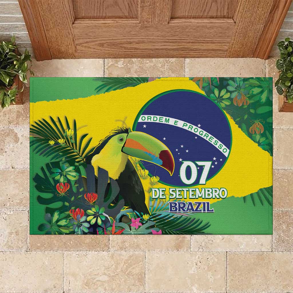 Feliz Dia Da Indepencencia Brazil Rubber Doormat Brasil Toucan Tropical Vibes - Wonder Print Shop