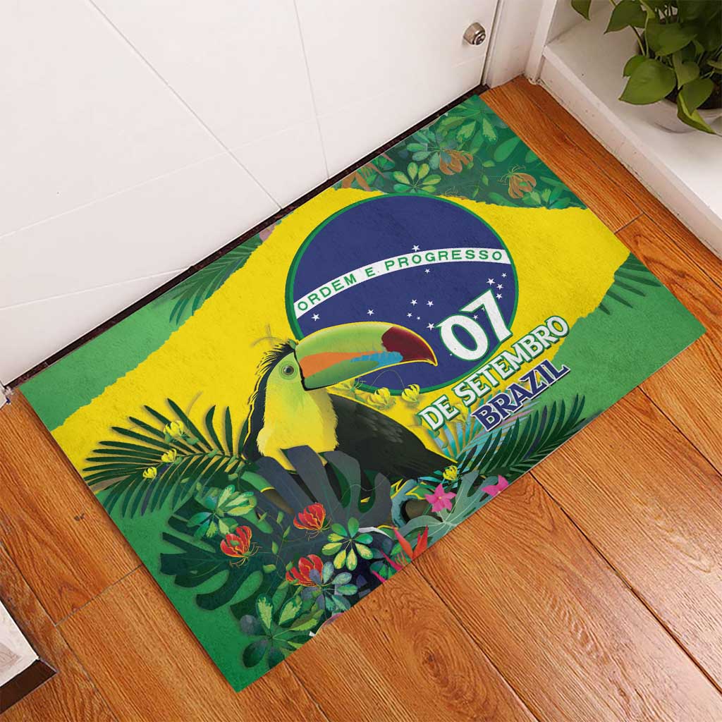 Feliz Dia Da Indepencencia Brazil Rubber Doormat Brasil Toucan Tropical Vibes - Wonder Print Shop
