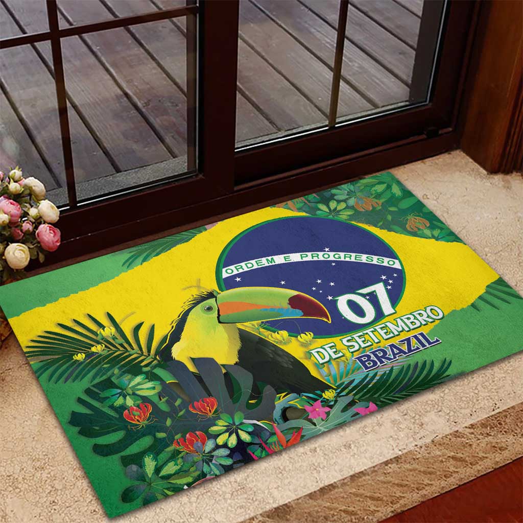 Feliz Dia Da Indepencencia Brazil Rubber Doormat Brasil Toucan Tropical Vibes - Wonder Print Shop