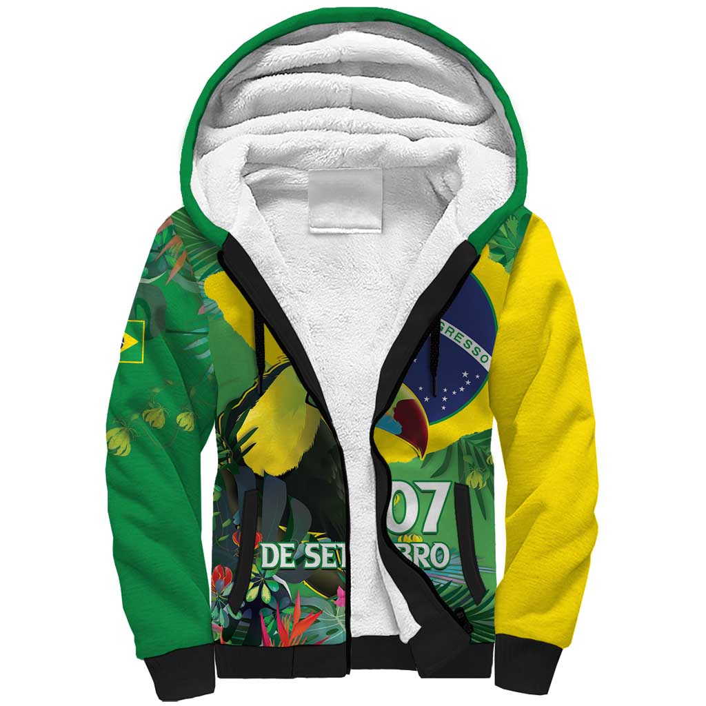 Feliz Dia Da Indepencencia Brazil Sherpa Hoodie Brasil Toucan Tropical Vibes - Wonder Print Shop