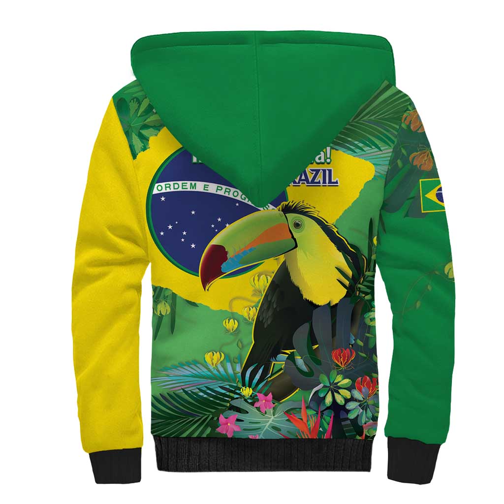 Feliz Dia Da Indepencencia Brazil Sherpa Hoodie Brasil Toucan Tropical Vibes - Wonder Print Shop