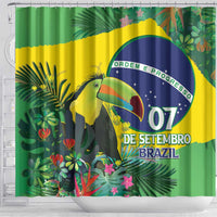Feliz Dia Da Indepencencia Brazil Shower Curtain Brasil Toucan Tropical Vibes