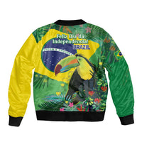 Feliz Dia Da Indepencencia Brazil Sleeve Zip Bomber Jacket Brasil Toucan Tropical Vibes - Wonder Print Shop