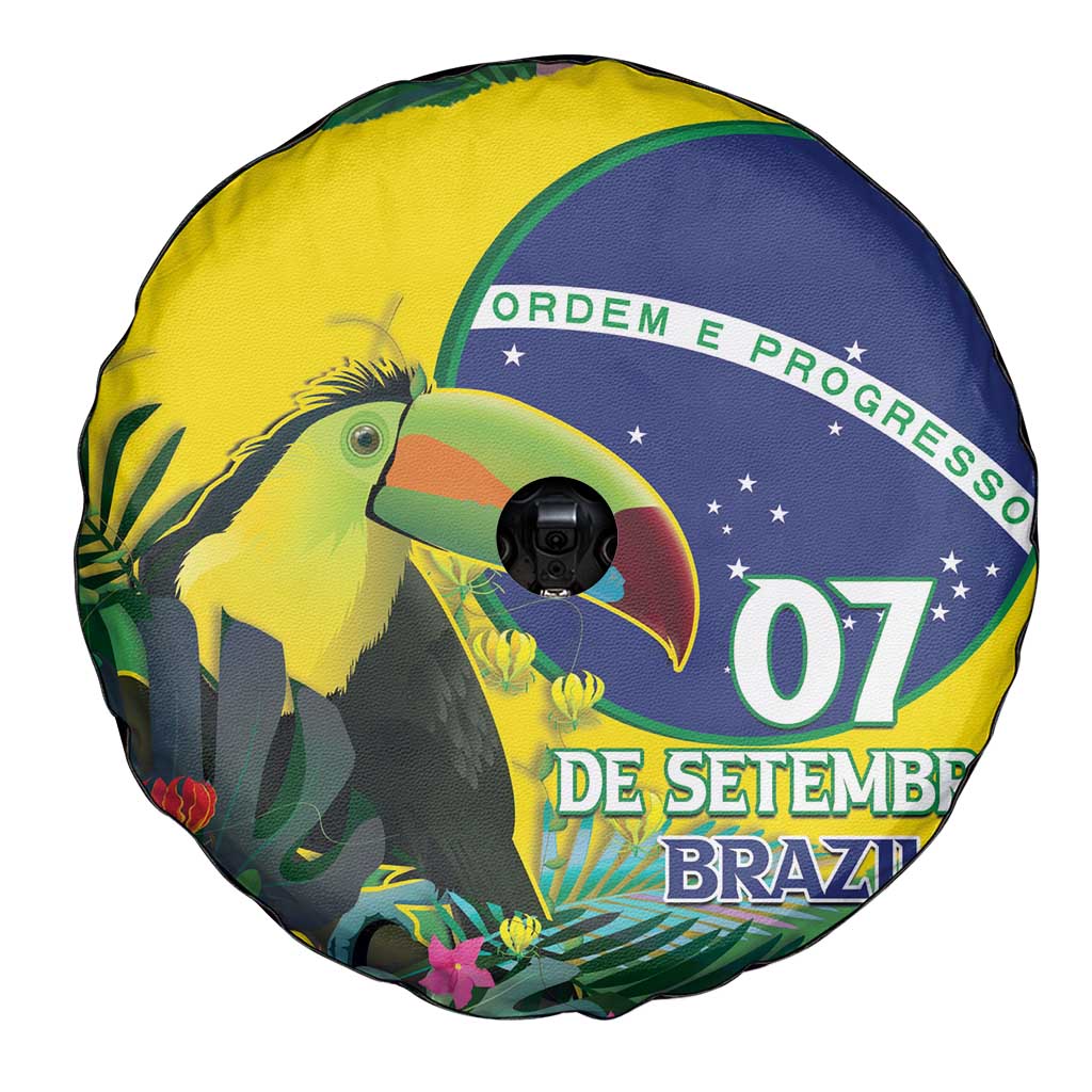 Feliz Dia Da Indepencencia Brazil Spare Tire Cover Brasil Toucan Tropical Vibes - Wonder Print Shop