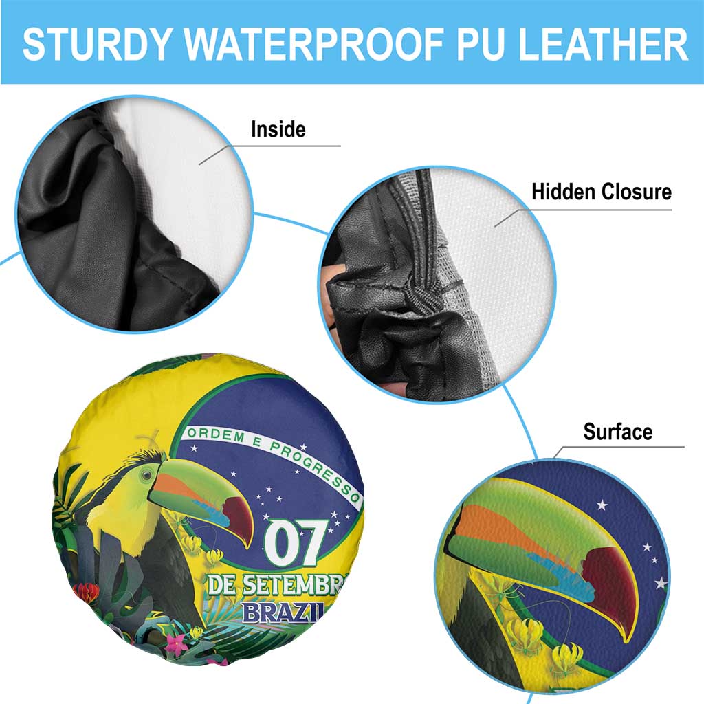 Feliz Dia Da Indepencencia Brazil Spare Tire Cover Brasil Toucan Tropical Vibes - Wonder Print Shop