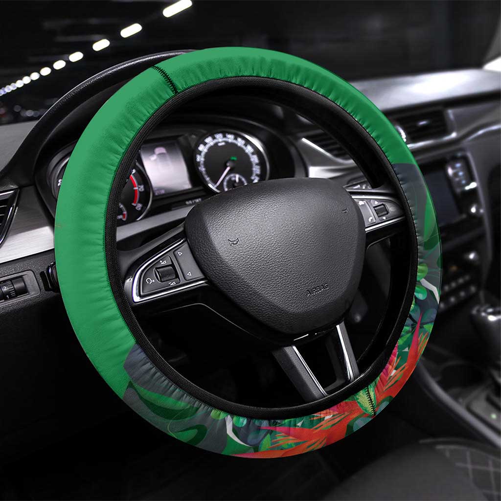 Feliz Dia Da Indepencencia Brazil Steering Wheel Cover Brasil Toucan Tropical Vibes - Wonder Print Shop