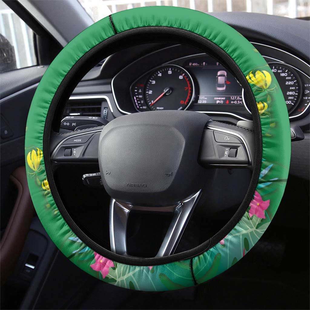 Feliz Dia Da Indepencencia Brazil Steering Wheel Cover Brasil Toucan Tropical Vibes - Wonder Print Shop