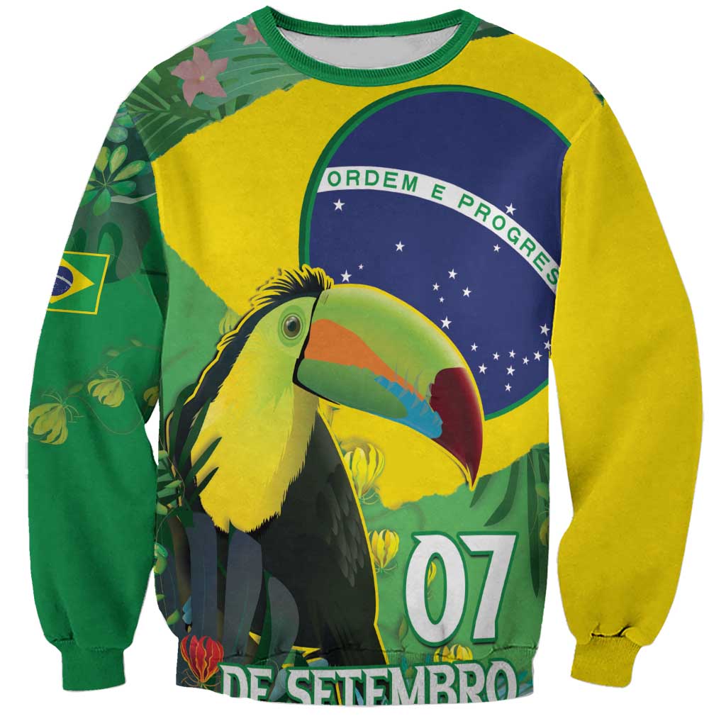 Feliz Dia Da Indepencencia Brazil Sweatshirt Brasil Toucan Tropical Vibes - Wonder Print Shop