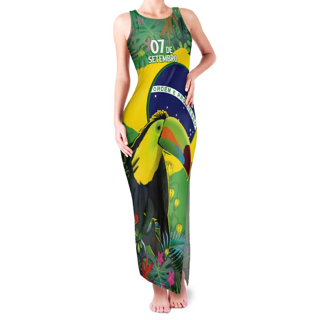 Feliz Dia Da Indepencencia Brazil Tank Maxi Dress Brasil Toucan Tropical Vibes - Wonder Print Shop