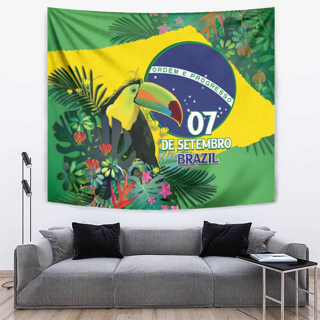 Feliz Dia Da Indepencencia Brazil Tapestry Brasil Toucan Tropical Vibes - Wonder Print Shop