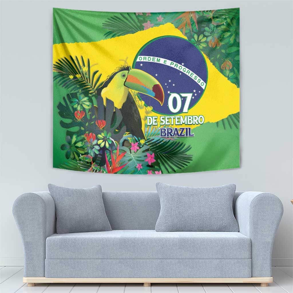 Feliz Dia Da Indepencencia Brazil Tapestry Brasil Toucan Tropical Vibes - Wonder Print Shop