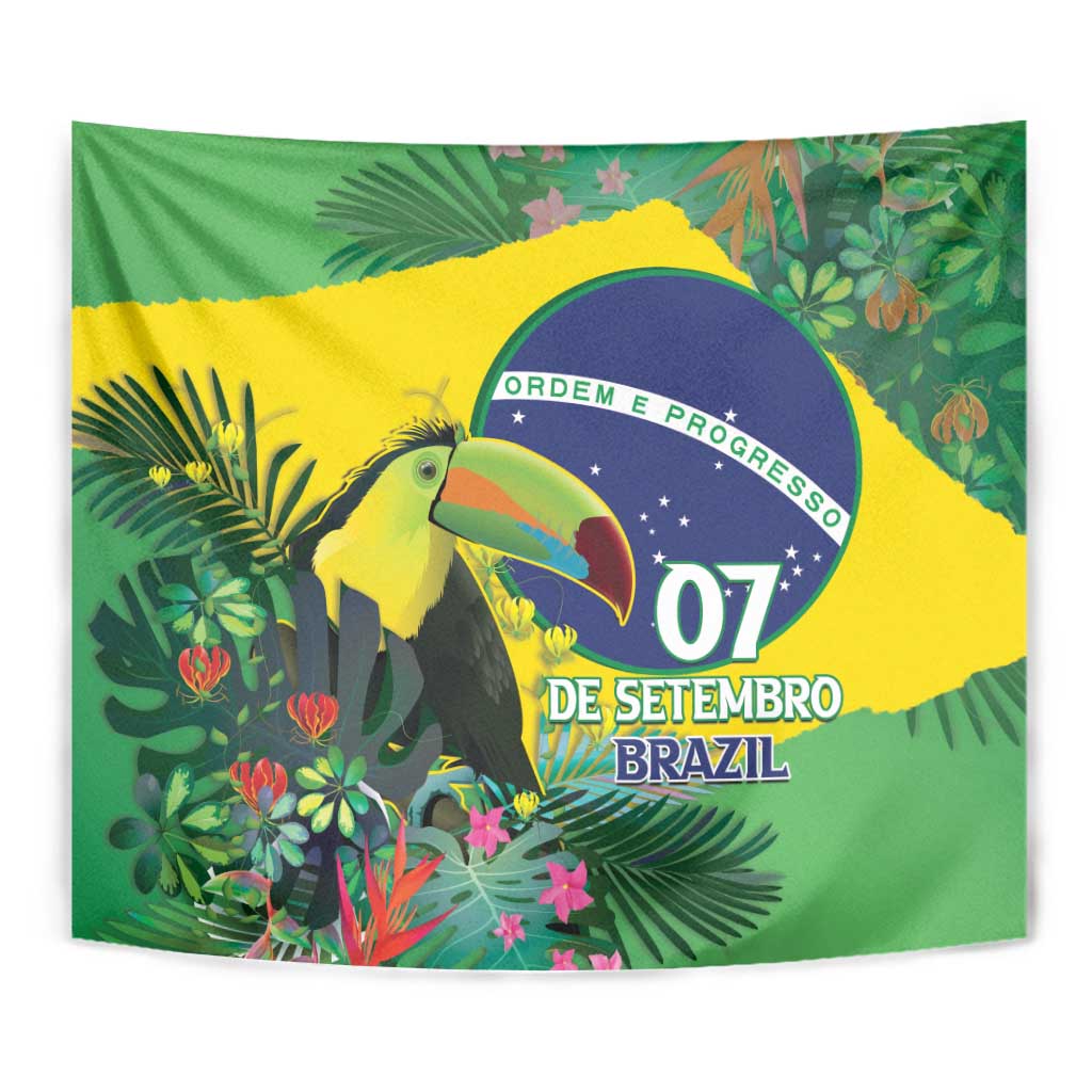 Feliz Dia Da Indepencencia Brazil Tapestry Brasil Toucan Tropical Vibes - Wonder Print Shop