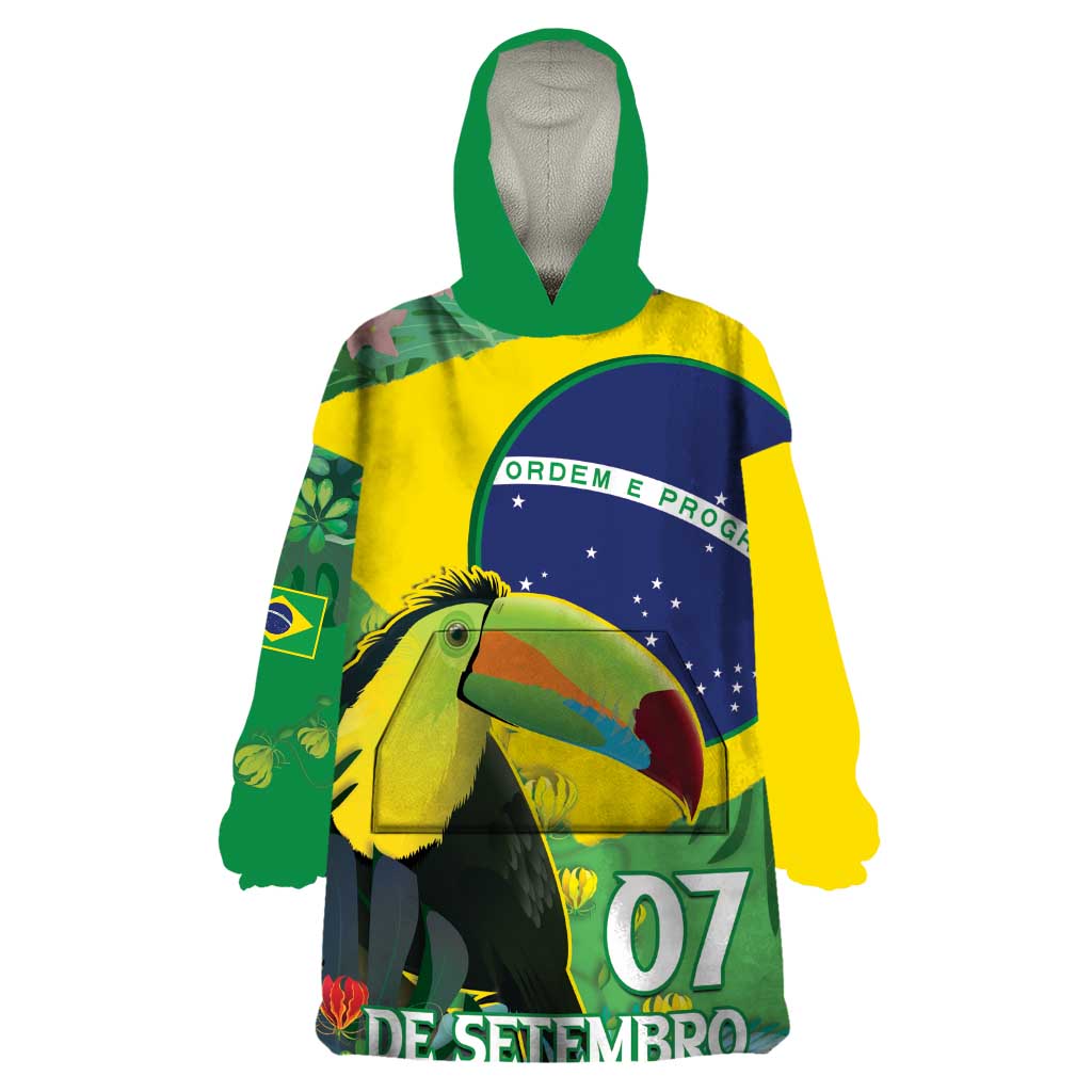 Feliz Dia Da Indepencencia Brazil Wearable Blanket Hoodie Brasil Toucan Tropical Vibes - Wonder Print Shop