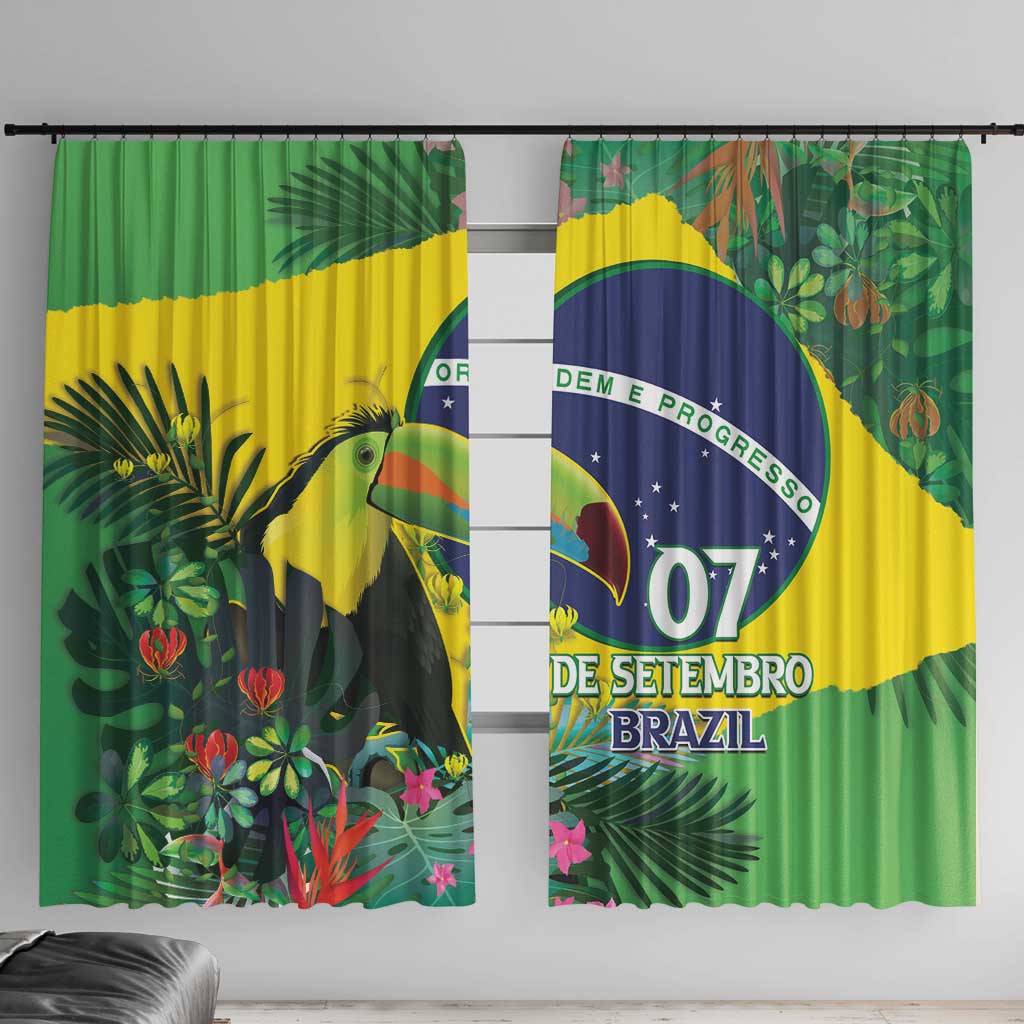 Feliz Dia Da Indepencencia Brazil Window Curtain Brasil Toucan Tropical Vibes - Wonder Print Shop