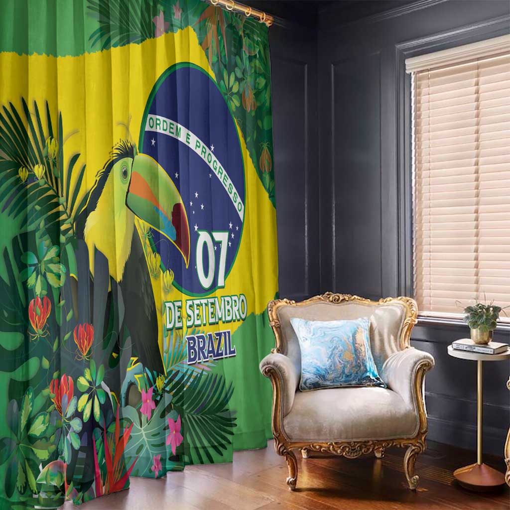Feliz Dia Da Indepencencia Brazil Window Curtain Brasil Toucan Tropical Vibes - Wonder Print Shop