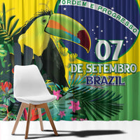 Feliz Dia Da Indepencencia Brazil Window Curtain Brasil Toucan Tropical Vibes - Wonder Print Shop