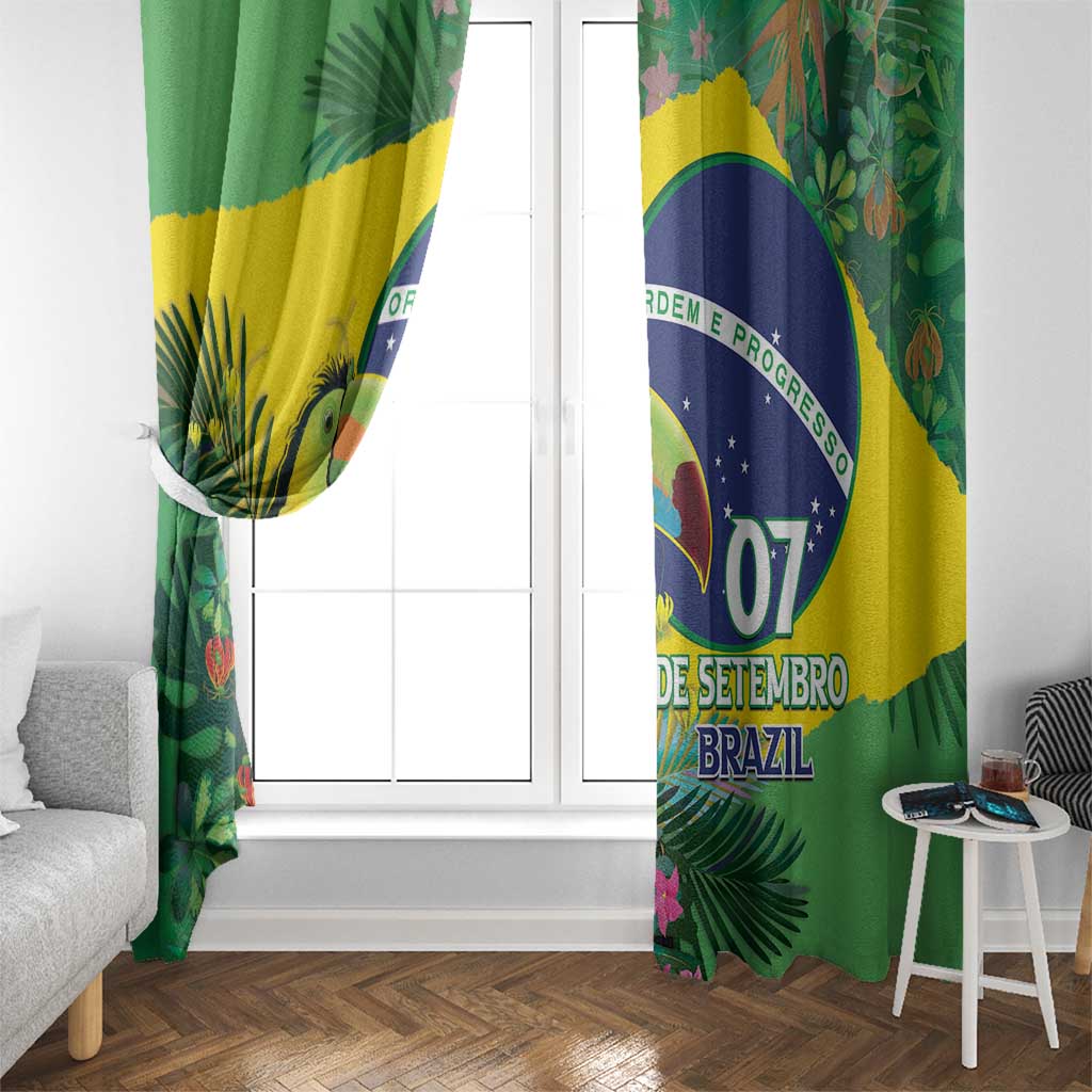Feliz Dia Da Indepencencia Brazil Window Curtain Brasil Toucan Tropical Vibes - Wonder Print Shop