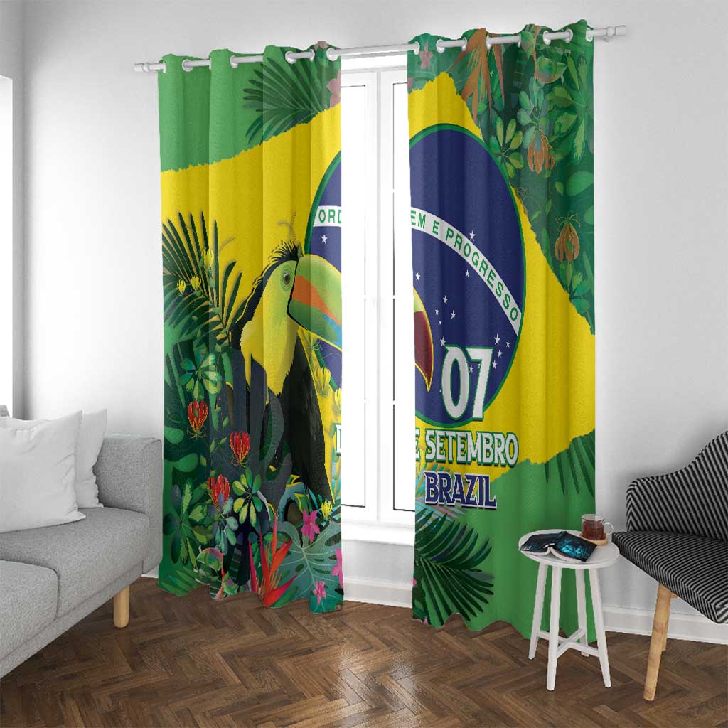 Feliz Dia Da Indepencencia Brazil Window Curtain Brasil Toucan Tropical Vibes - Wonder Print Shop