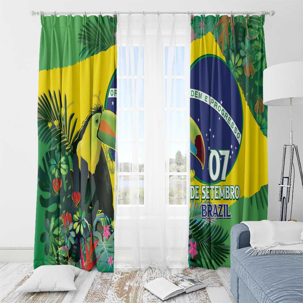 Feliz Dia Da Indepencencia Brazil Window Curtain Brasil Toucan Tropical Vibes - Wonder Print Shop
