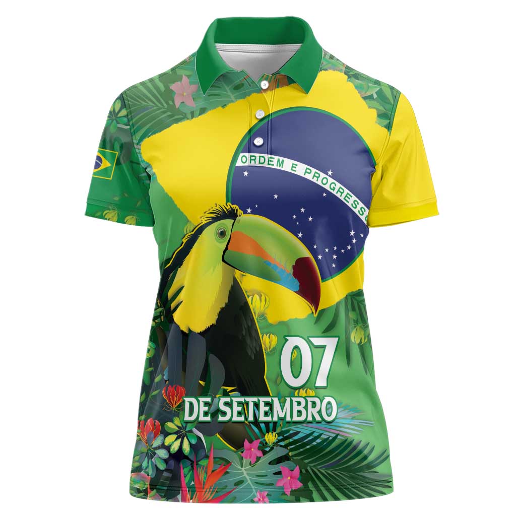 Feliz Dia Da Indepencencia Brazil Women Polo Shirt Brasil Toucan Tropical Vibes - Wonder Print Shop