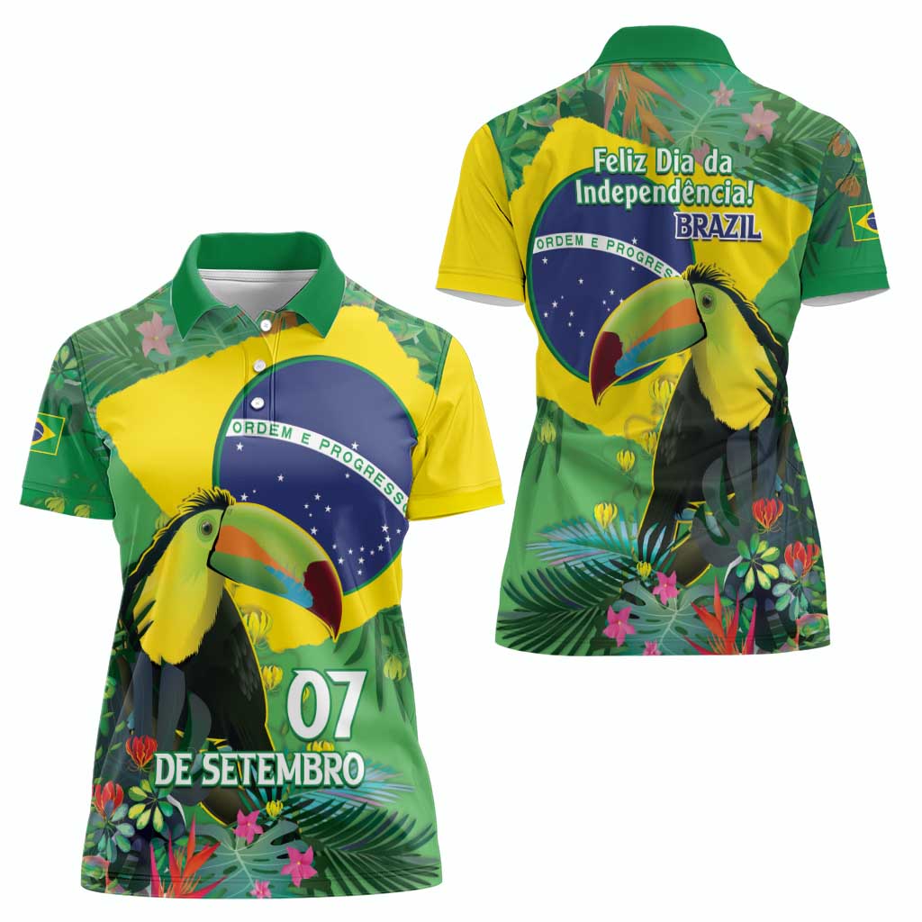 Feliz Dia Da Indepencencia Brazil Women Polo Shirt Brasil Toucan Tropical Vibes - Wonder Print Shop