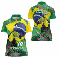 Feliz Dia Da Indepencencia Brazil Women Polo Shirt Brasil Toucan Tropical Vibes - Wonder Print Shop