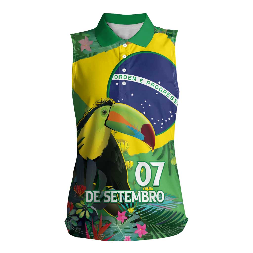Feliz Dia Da Indepencencia Brazil Women Sleeveless Polo Shirt Brasil Toucan Tropical Vibes - Wonder Print Shop