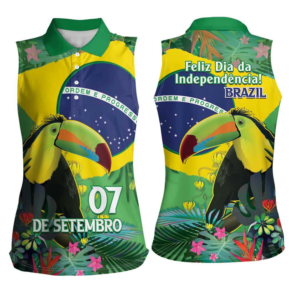 Feliz Dia Da Indepencencia Brazil Women Sleeveless Polo Shirt Brasil Toucan Tropical Vibes - Wonder Print Shop