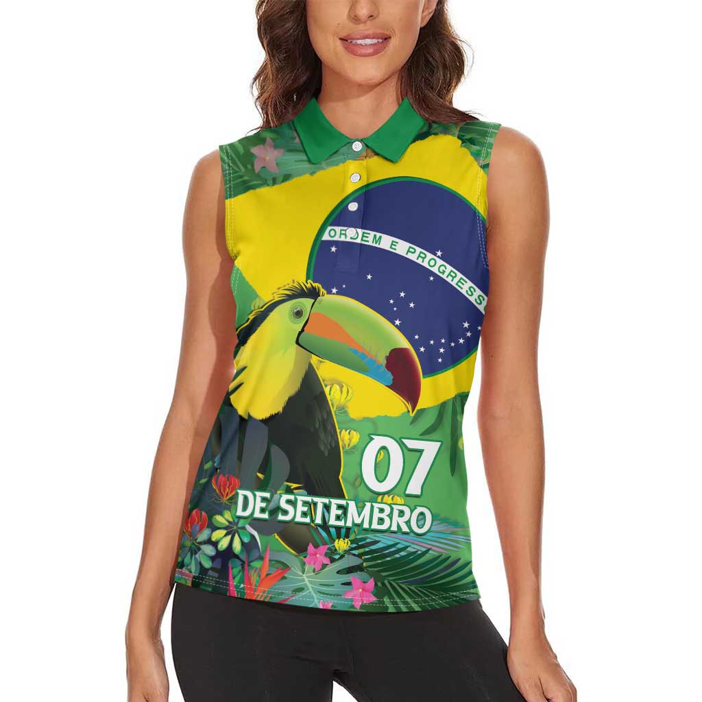 Feliz Dia Da Indepencencia Brazil Women Sleeveless Polo Shirt Brasil Toucan Tropical Vibes - Wonder Print Shop