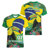 Feliz Dia Da Indepencencia Brazil Women V-Neck T-Shirt Brasil Toucan Tropical Vibes - Wonder Print Shop