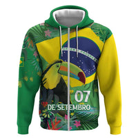 Feliz Dia Da Indepencencia Brazil Zip Hoodie Brasil Toucan Tropical Vibes - Wonder Print Shop