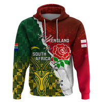 Personalised South Africa And England Rugby Hoodie 2023 Springboks Combine Red Roses Sporty Style - Wonder Print Shop