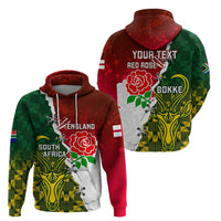 Personalised South Africa And England Rugby Hoodie 2023 Springboks Combine Red Roses Sporty Style - Wonder Print Shop