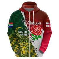 Personalised South Africa And England Rugby Hoodie 2023 Springboks Combine Red Roses Sporty Style - Wonder Print Shop