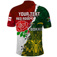 Personalised South Africa And England Rugby Polo Shirt 2023 Springboks Combine Red Roses Sporty Style - Wonder Print Shop