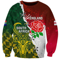 Personalised South Africa And England Rugby Sweatshirt 2023 Springboks Combine Red Roses Sporty Style - Wonder Print Shop