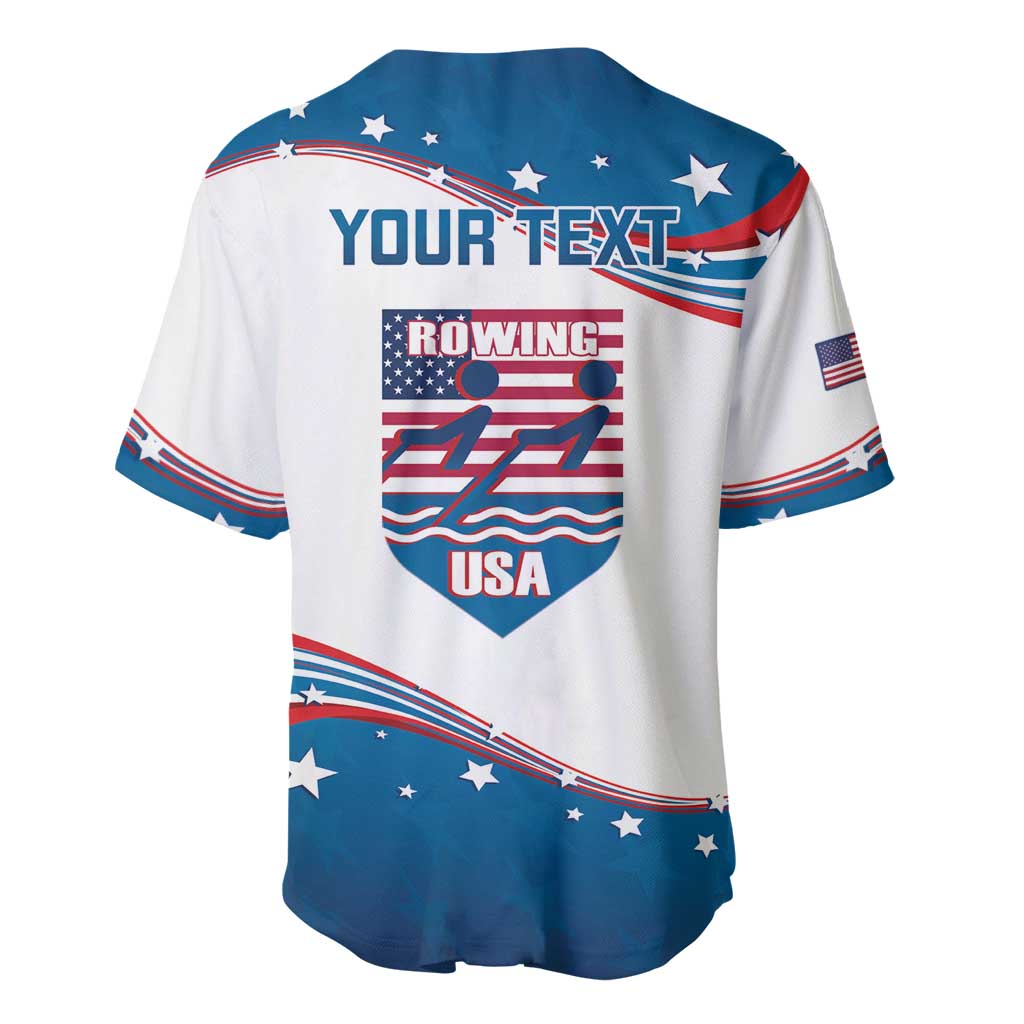 Personalized USA Rowing Baseball Jersey 2024 United States Flag Curve Style - Wonder Print Shop