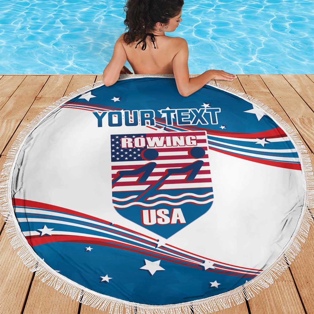 Personalized USA Rowing Beach Blanket 2024 United States Flag Curve Style - Wonder Print Shop